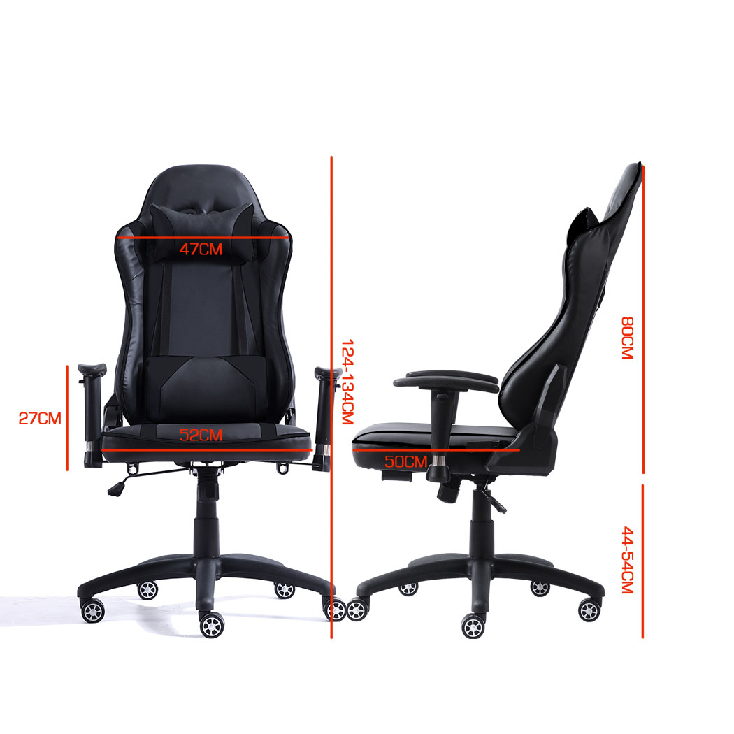 Levede Executive Gaming Office Chair Racing Computer PU Leather Recliner Black