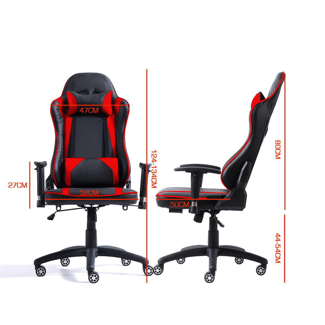 Levede Executive Gaming Office Chair Racing Computer PU Leather Recliner Red