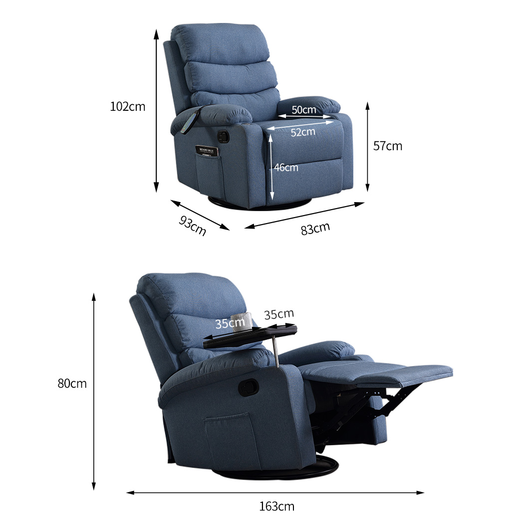 Levede Massage Chair Recliner Chairs Heated Lounge Sofa Armchair 360 Swivel