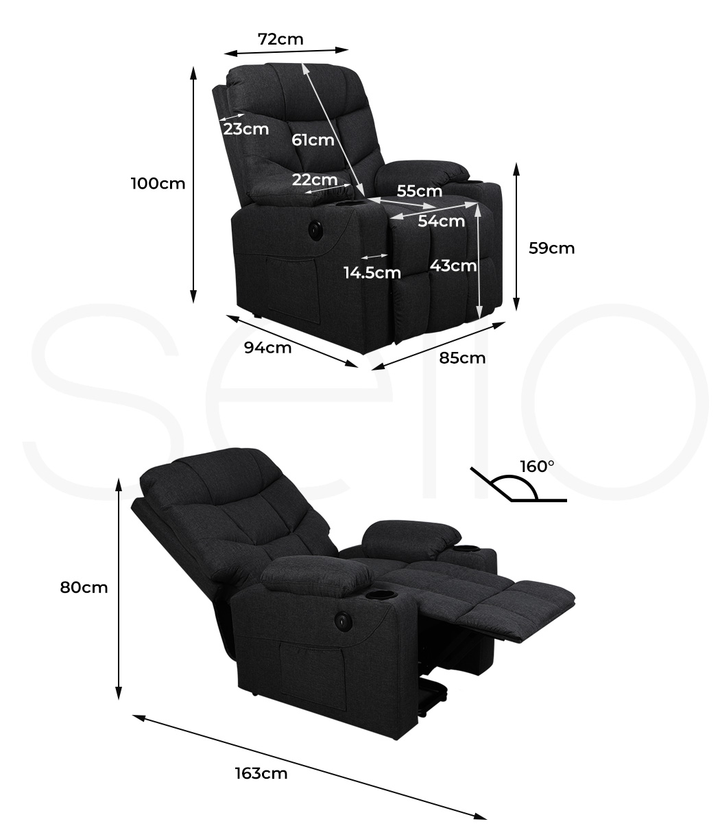 Levede Massage Chair Recliner Chair Armchair Heated Lounge Sofa Elder (Optional) - Picture 22 of 130