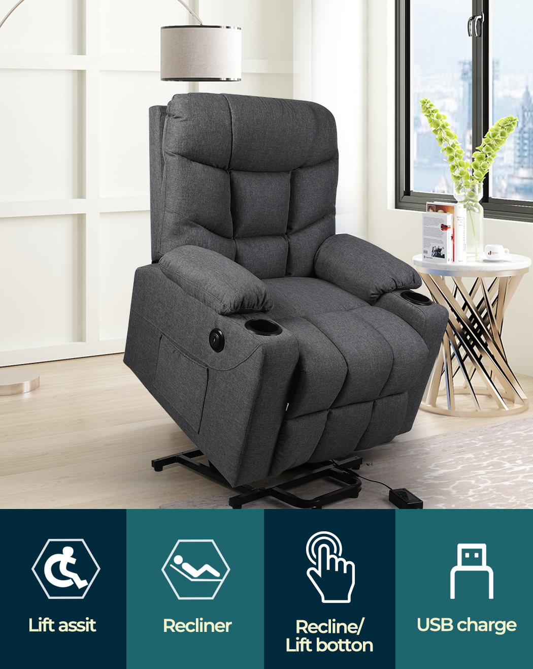 Levede Massage Chair Recliner Chair Armchair Heated Lounge Sofa Elder (Optional) - Picture 24 of 130