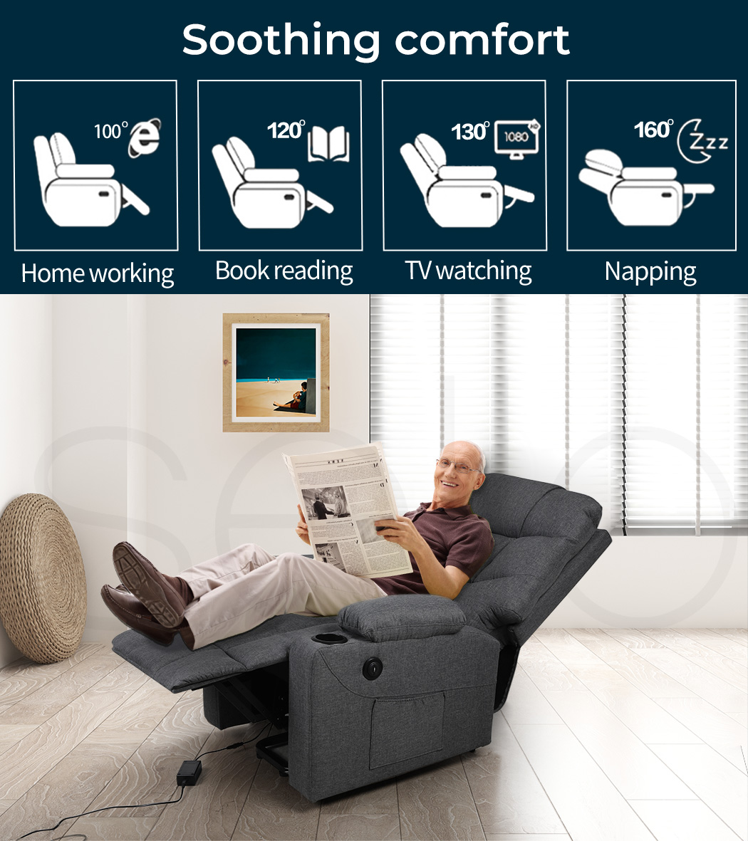 Levede Massage Chair Recliner Chair Armchair Heated Lounge Sofa Elder (Optional) - Picture 27 of 130