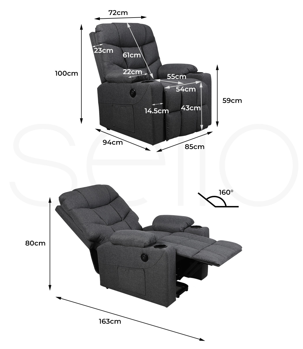 Levede Massage Chair Recliner Chair Armchair Heated Lounge Sofa Elder (Optional) - Picture 33 of 130