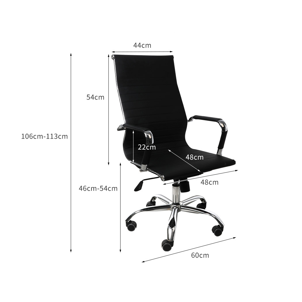 2x Office Chair Gaming Chairs Executive High-Back Computer PU Leather Seat Black