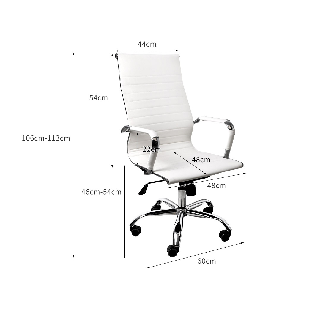 2x Office Chair Gaming Chairs Executive High-Back Computer PU Leather Seat White