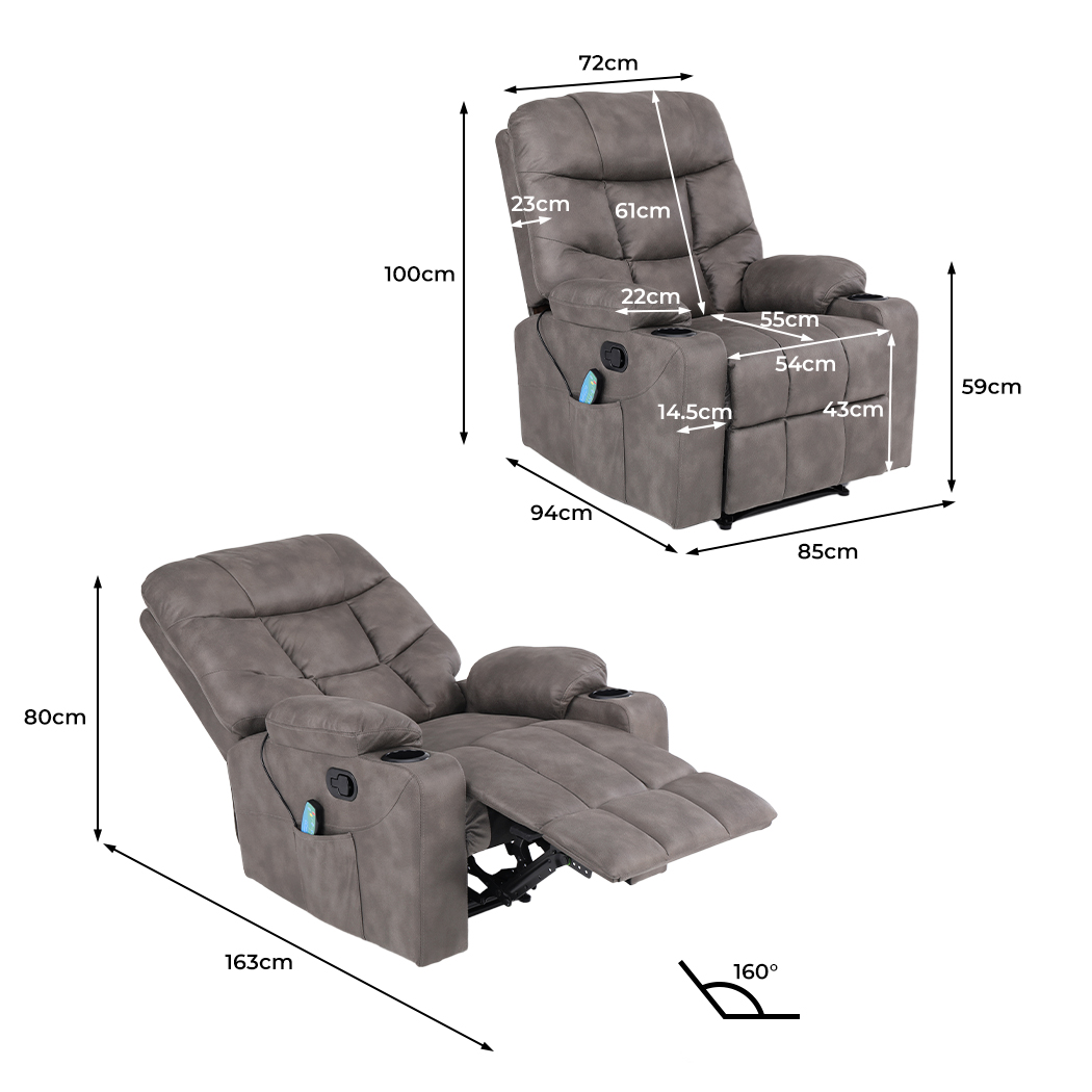 Levede Massage Chair Recliner Chair Armchair Heated Lounge Sofa Elder (Optional) - Picture 120 of 140
