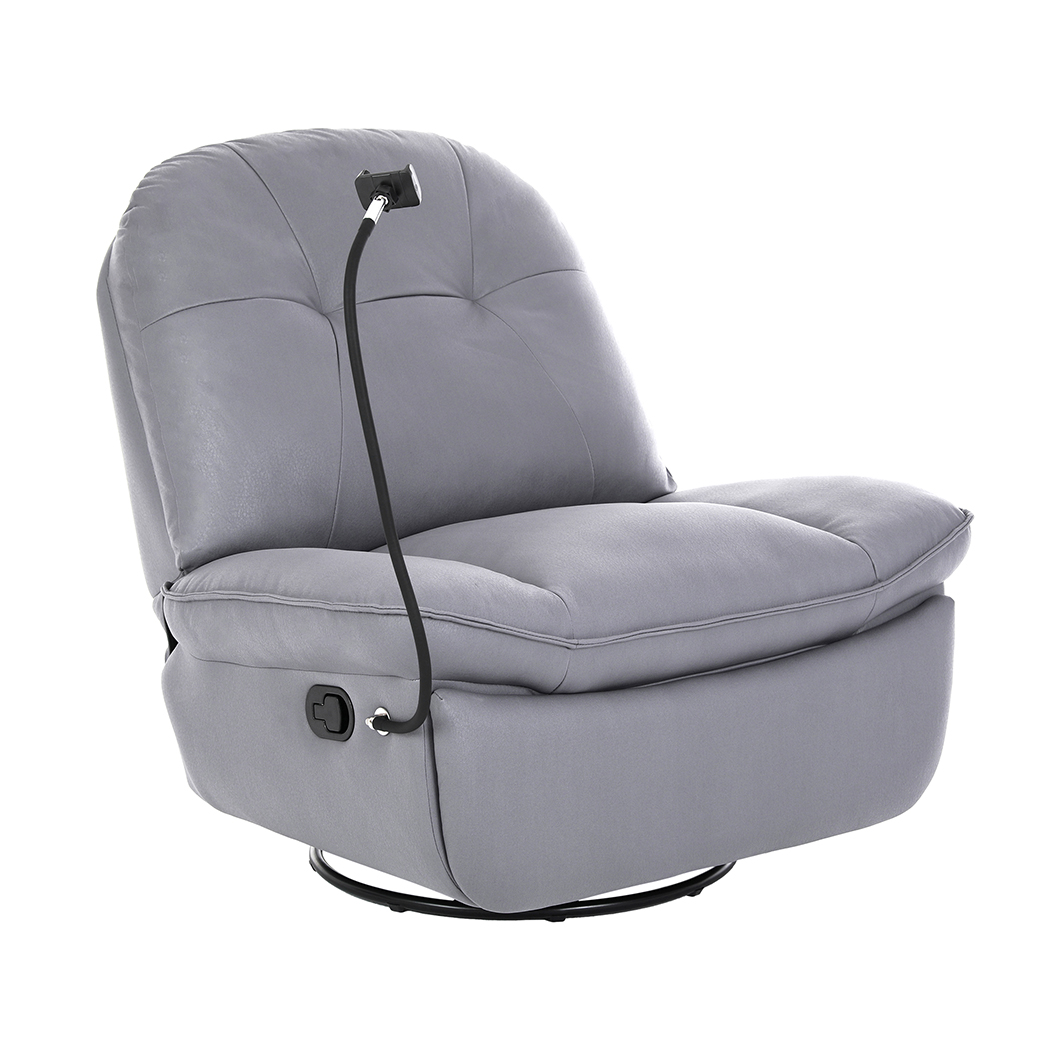 TopSellers-Recliner Chair Grey - 360 Swivel Comfortable Relaxing Furniture