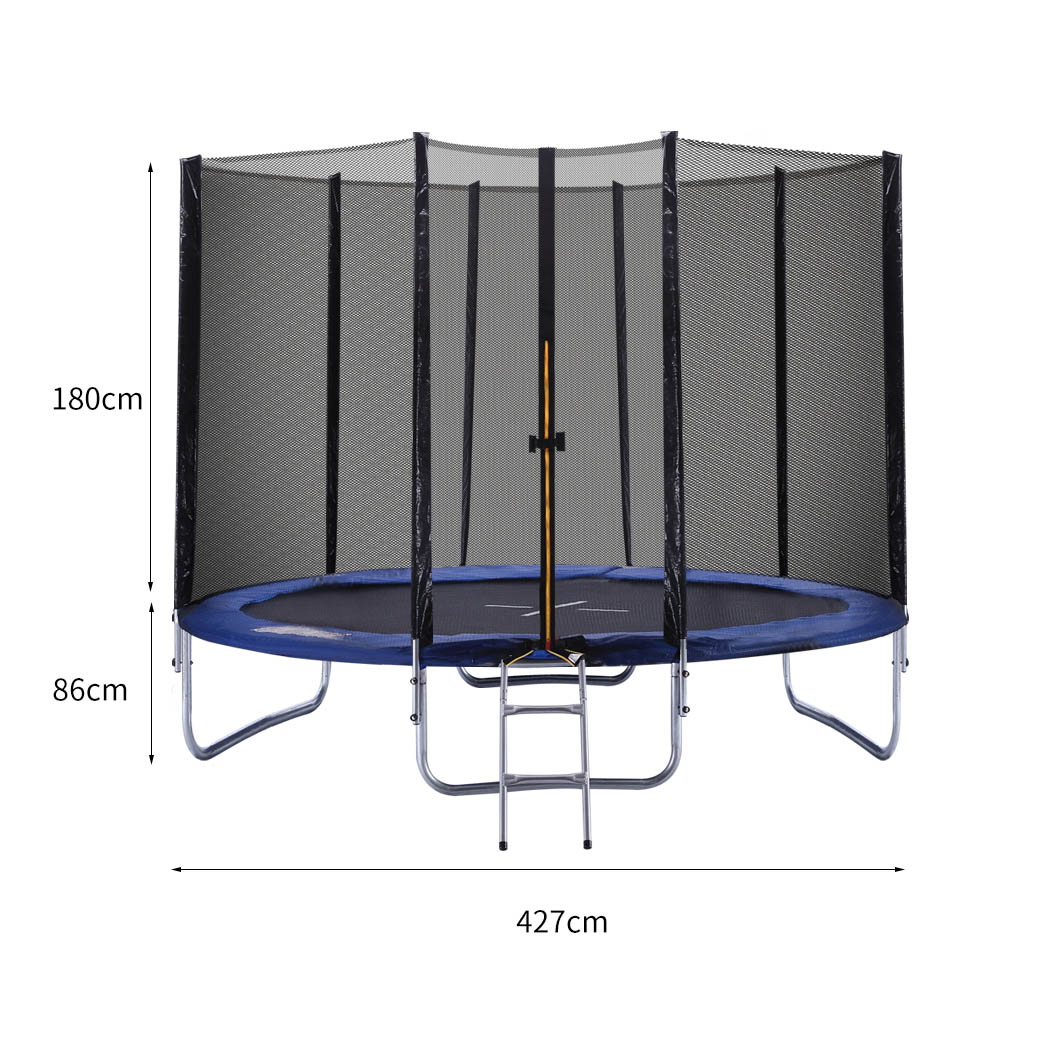 Trampoline Round Trampolines Enclosure Safety Net Mat Pad Spring Ladder 14FT