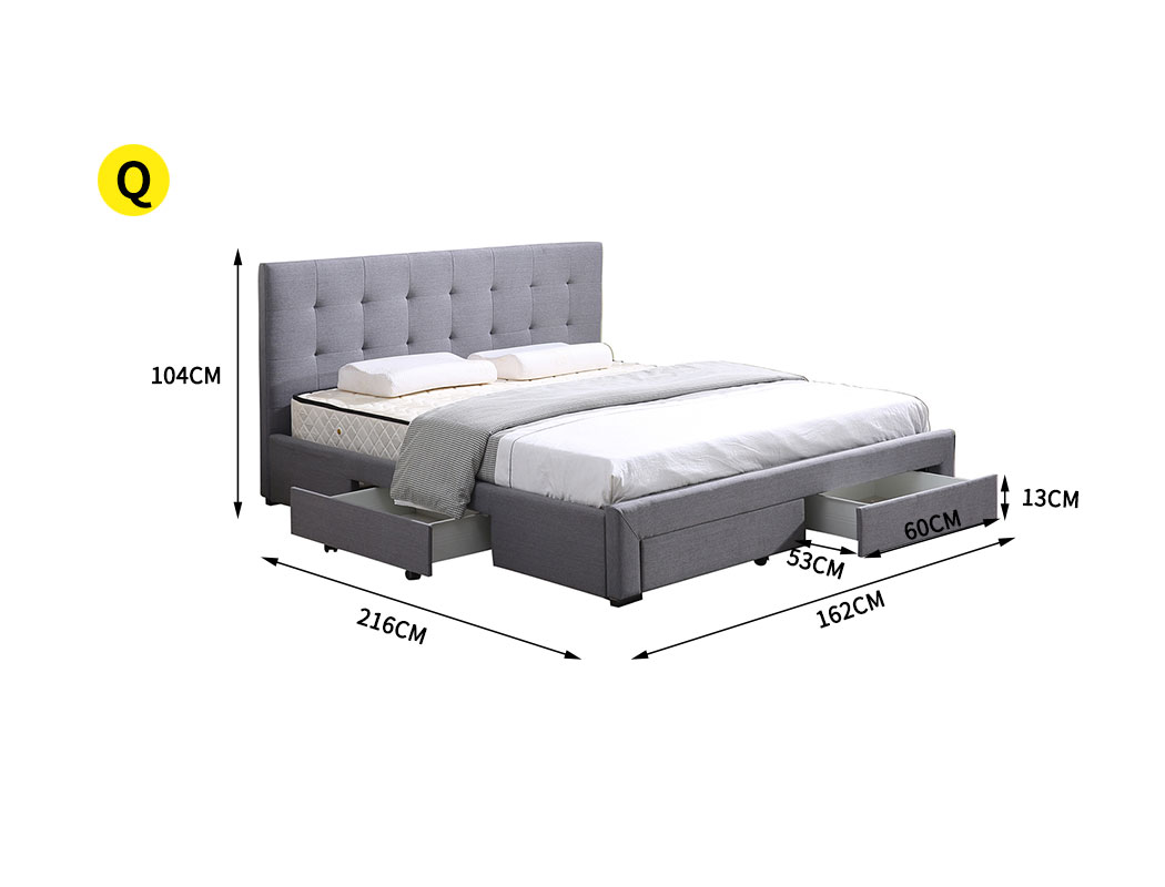 Levede Wooden Bed Frame Double Queen King Fabric Storage Mattress Base Gas Lift - Picture 157 of 159