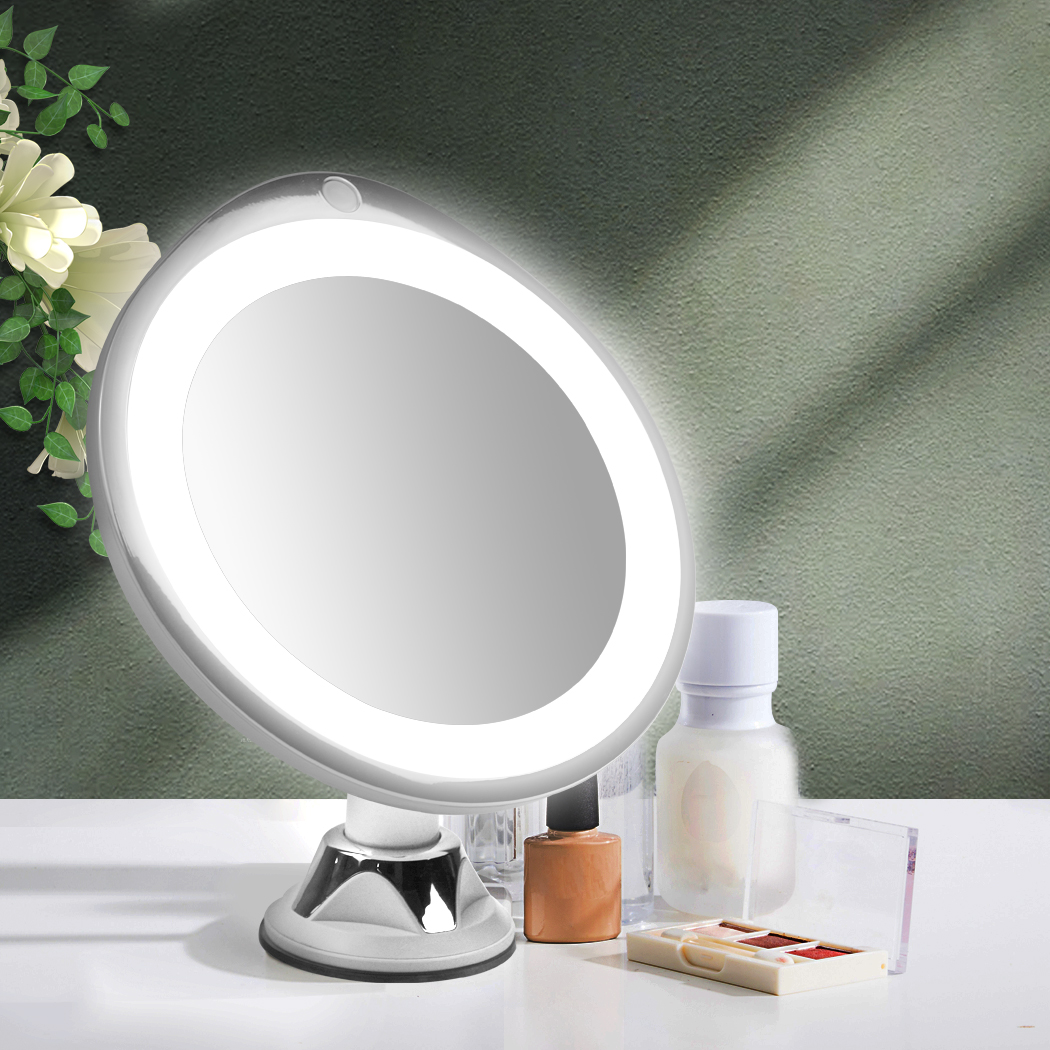 10X Magnifying Makeup Mirror LED Light Cosmetic Bathroom Round 360° Rotation