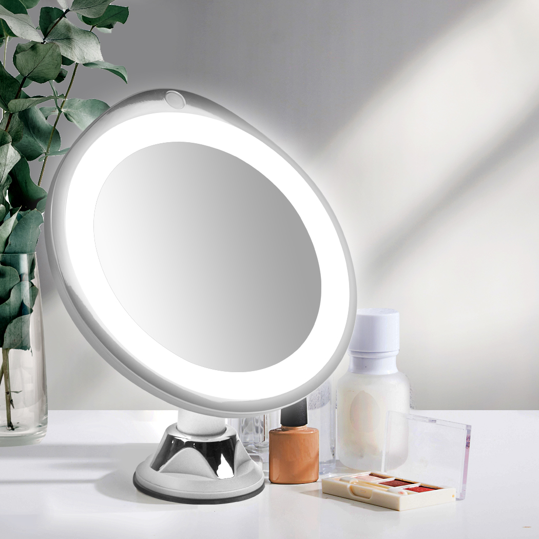 10X Magnifying Makeup Mirror LED Light Cosmetic Bathroom Round 360° Rotation