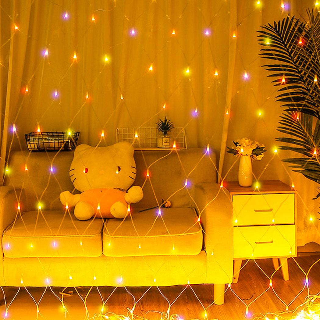 96LED Fairy String Lights Net Mesh Curtain Xmas Wedding Party D?cor Multi Colour
