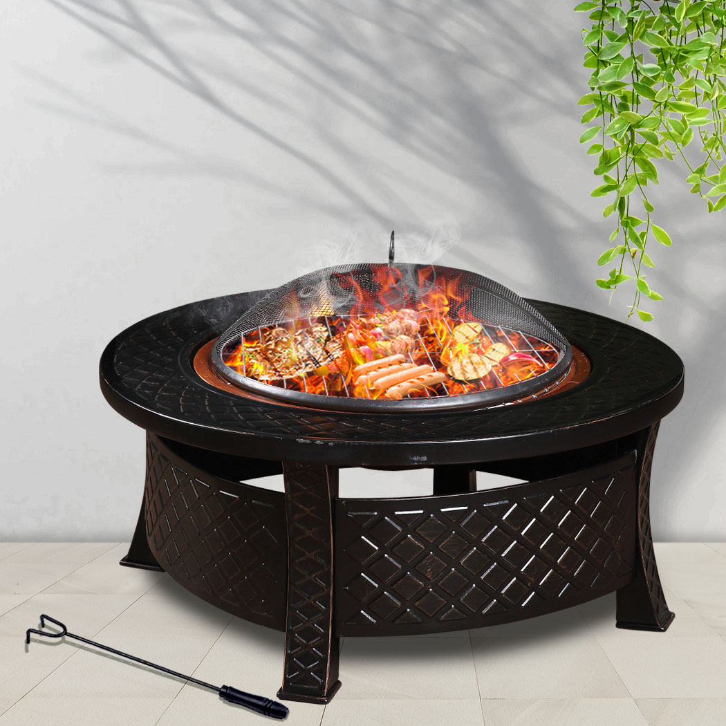 Moyasu 3 IN 1 Fire Pit BBQ Grill Pits Outdoor Patio Garden Heater Fireplace BBQS