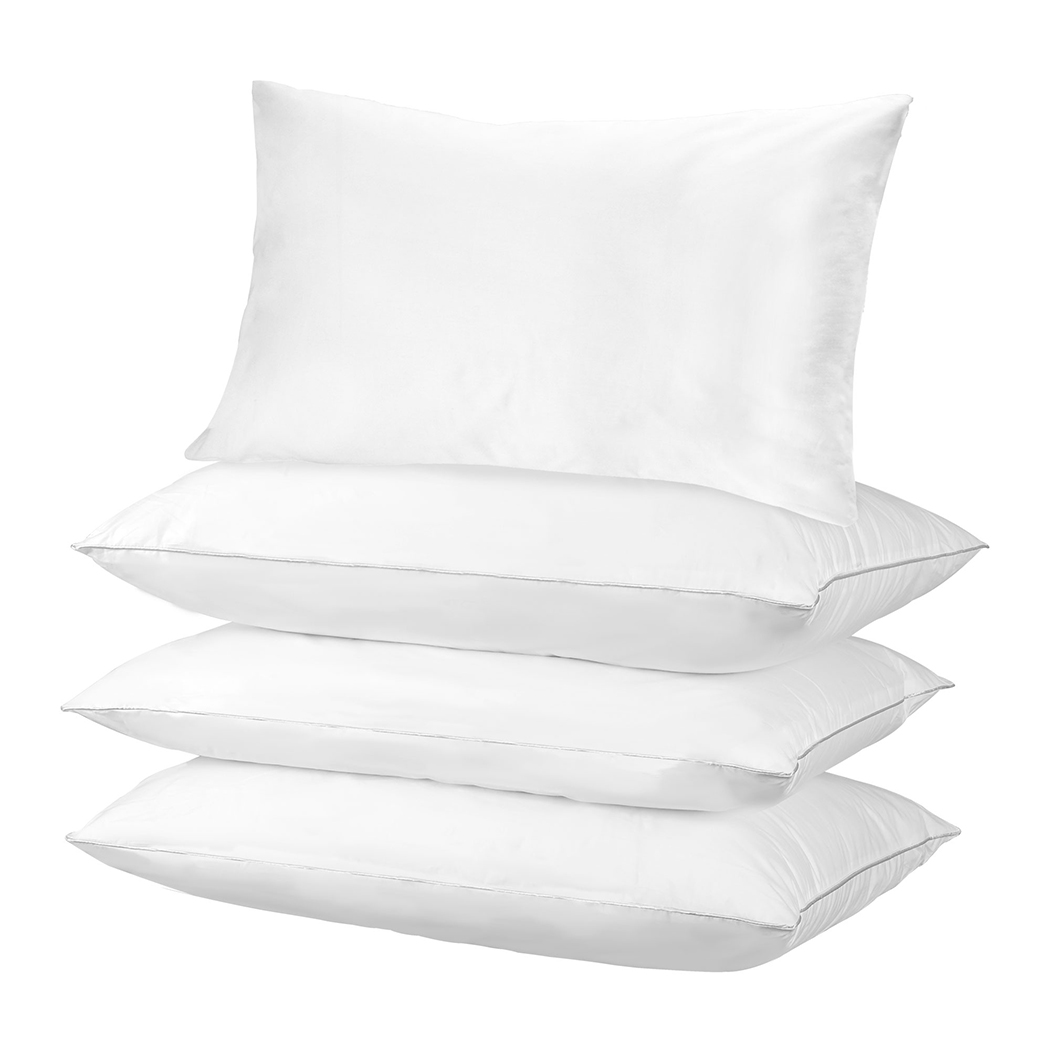 TopSellers-White Pillows Set of 4 - Medium Firm Cotton  Anti Dust Mite