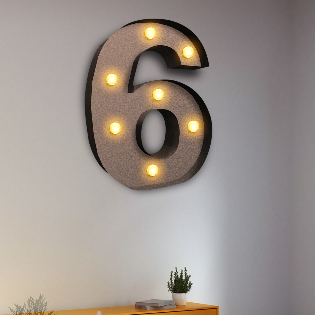LED Metal Number Lights Free Standing Hanging Marquee Event Party D?cor Number 6