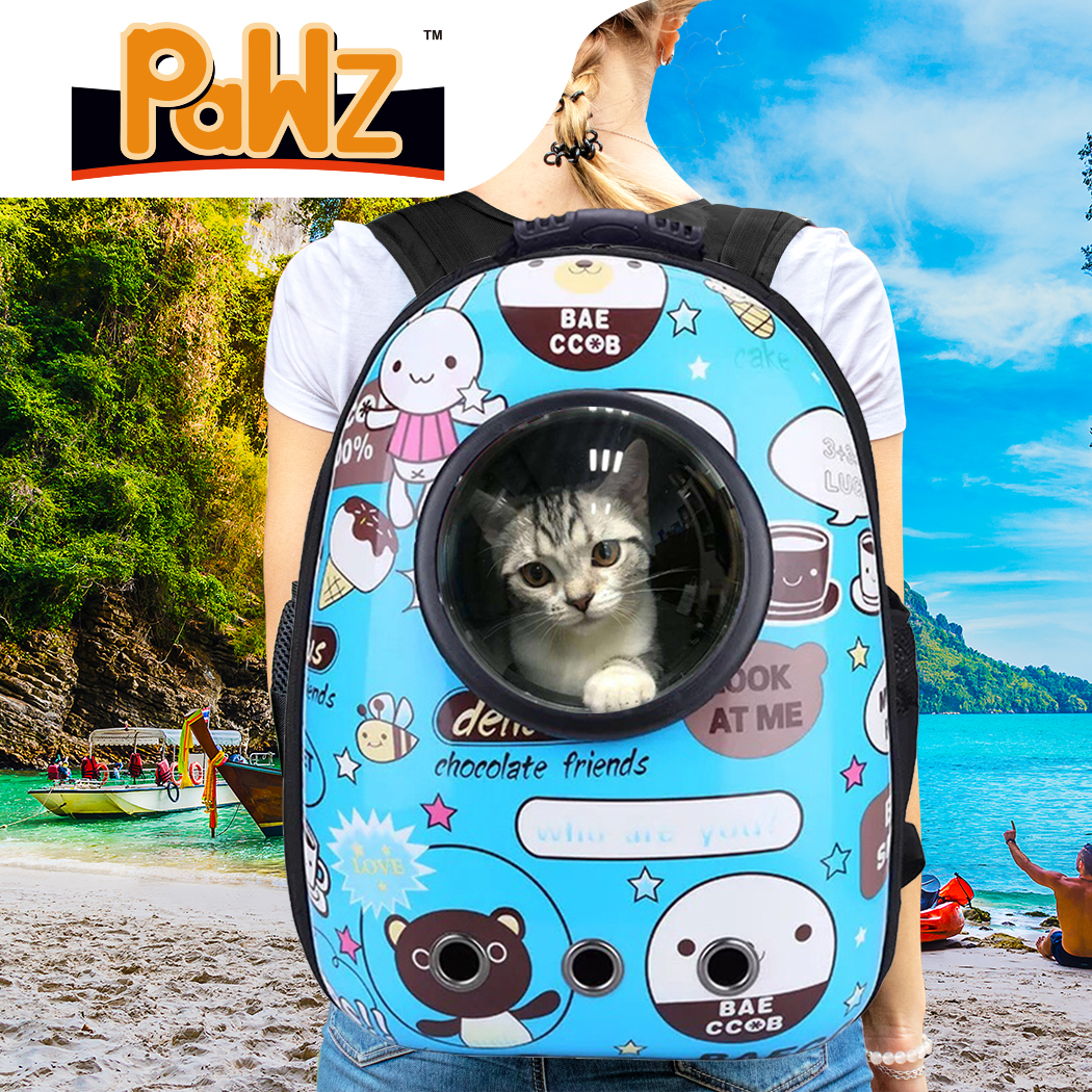 Pet Cat Carrier Bag Backpack Astronaut Space Capsule Puppy Travel Blue