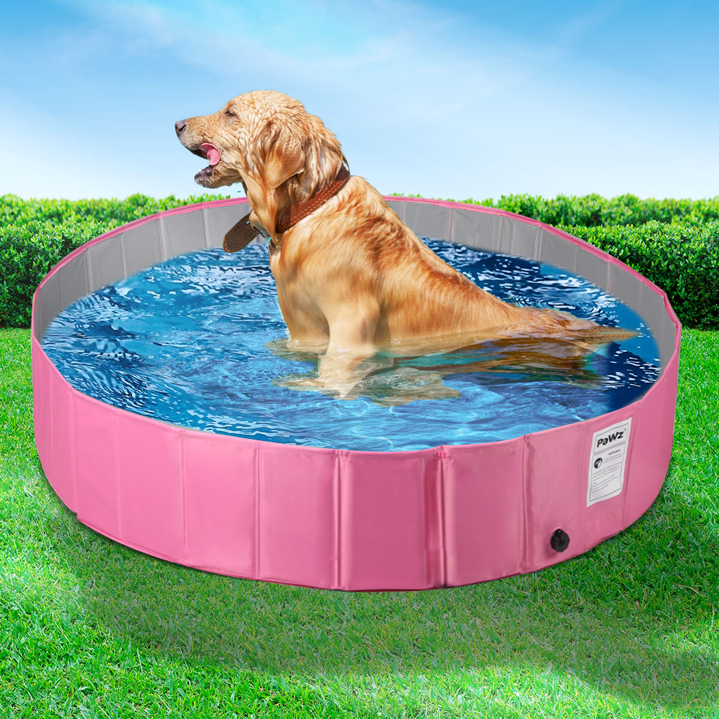 Portable Pet Swimming Pool Kids Dog Cat Washing Bathtub Outdoor Bathing Pink S