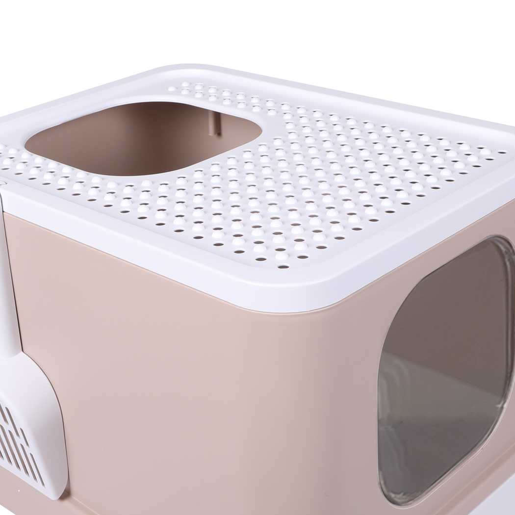 PaWz Cat Litter Box Fully Enclosed Kitty Toilet Trapping Odor Control Basin Coffee