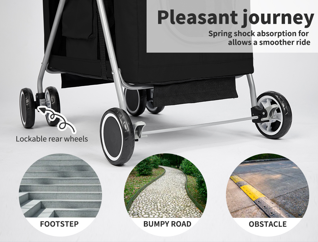 Pawz Large Pet Stroller Dog Cat Carrier Travel Pushchair Foldable Pram 4 Wheels - Picture 21 of 33