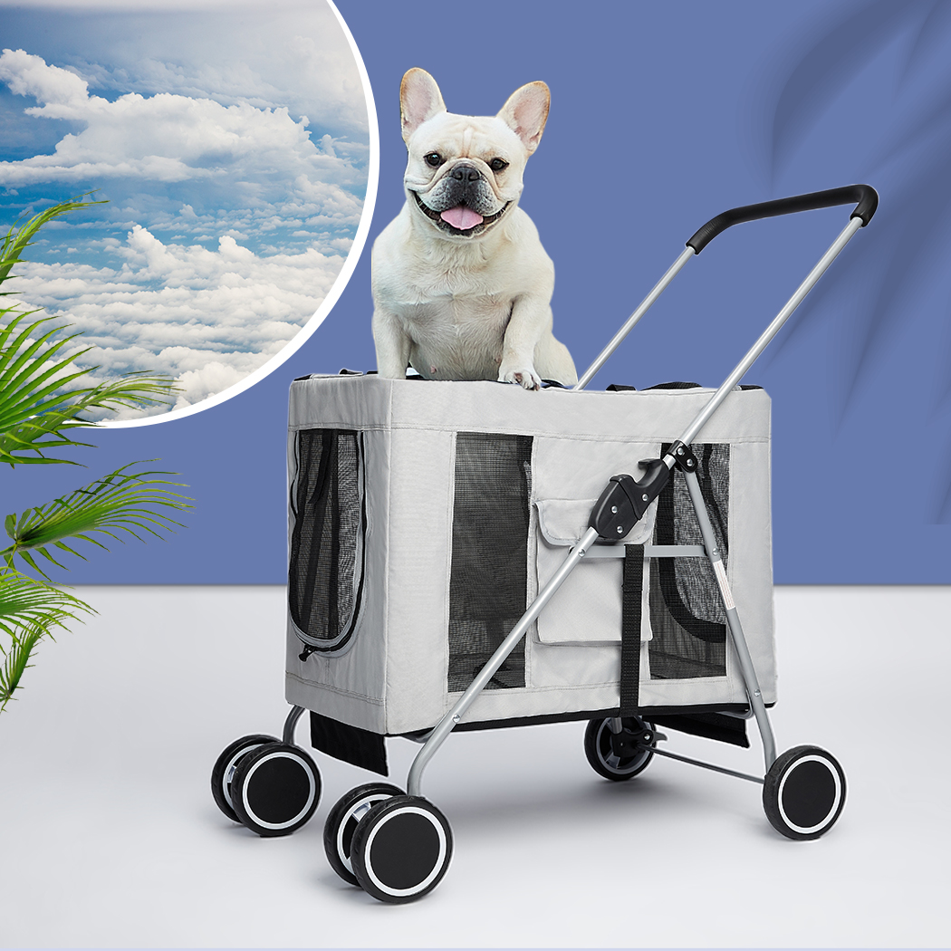 PaWz 4 Wheels Pet Stroller Dog Cat Cage Puppy Pushchair Travel Walk Carrier Pram