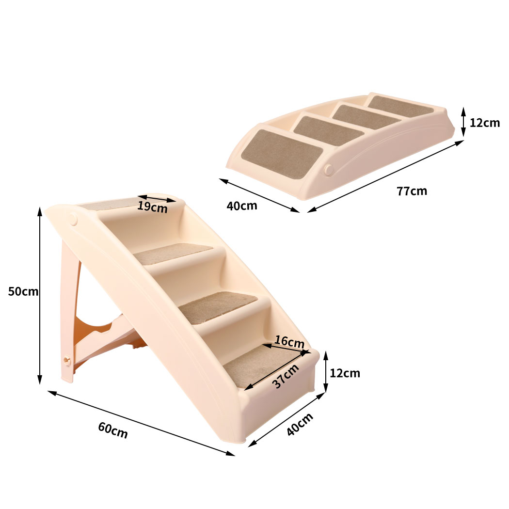 PaWz Pet Stairs Ramp Steps Portable Foldable Climbing Ladder Soft Washable Brown