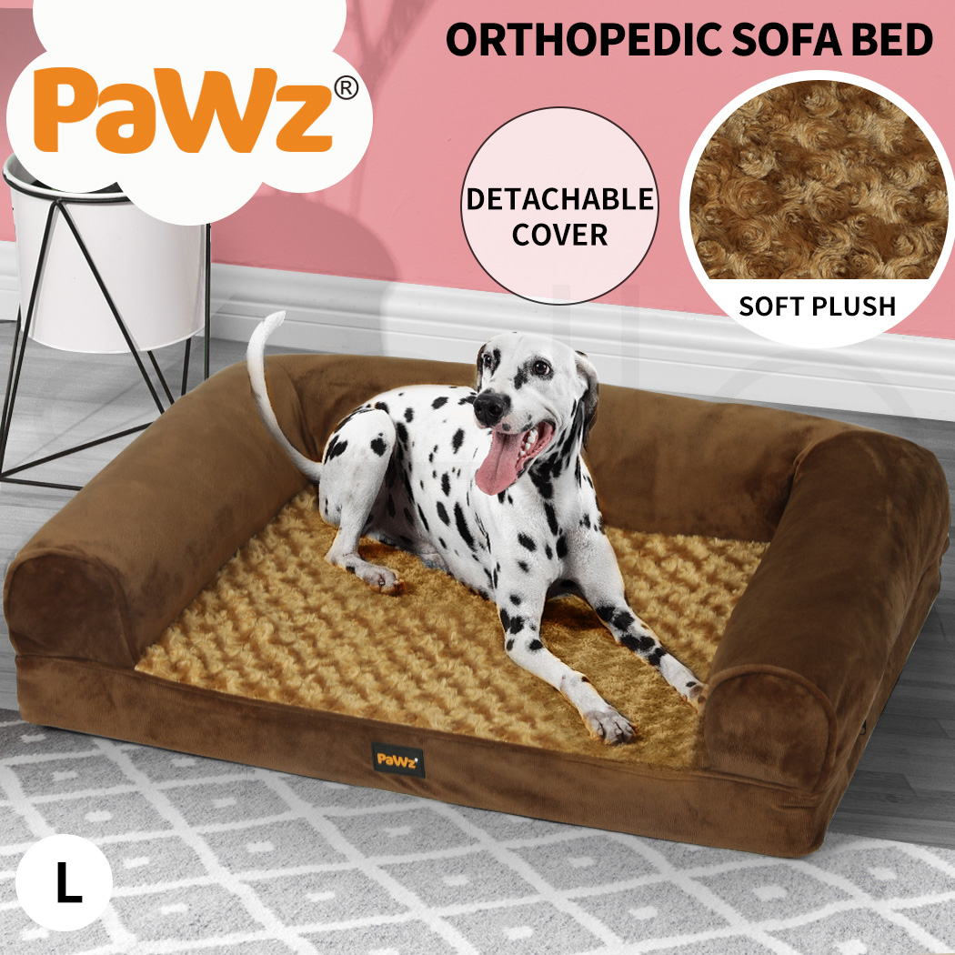 Pawz Pet Dog Calming Bed Memory Foam Orthopedic Sofa Removable Cover Large Brown - Picture 12 of 17