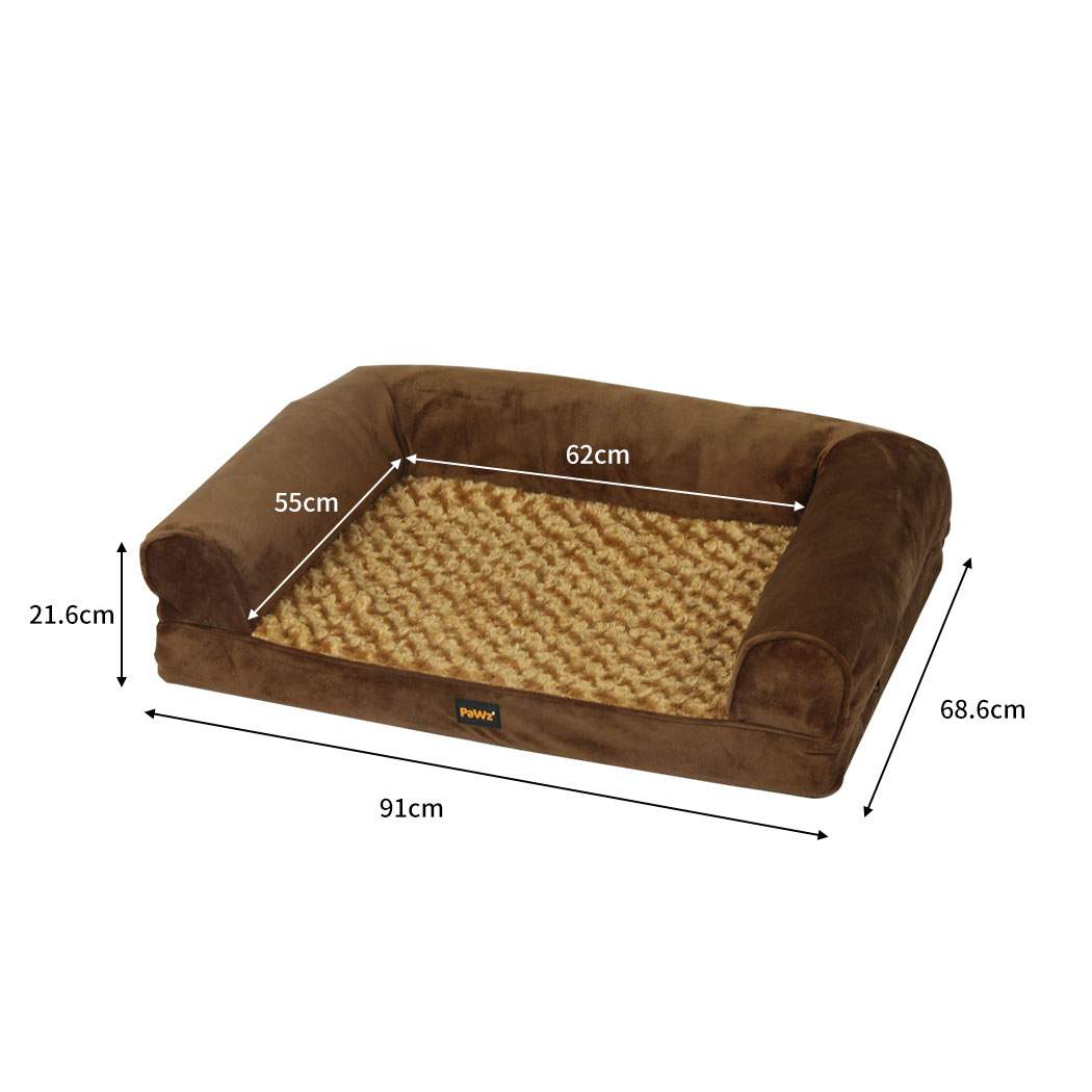 Pawz Pet Dog Calming Bed Memory Foam Orthopedic Sofa Removable Cover Large Brown - Picture 13 of 17