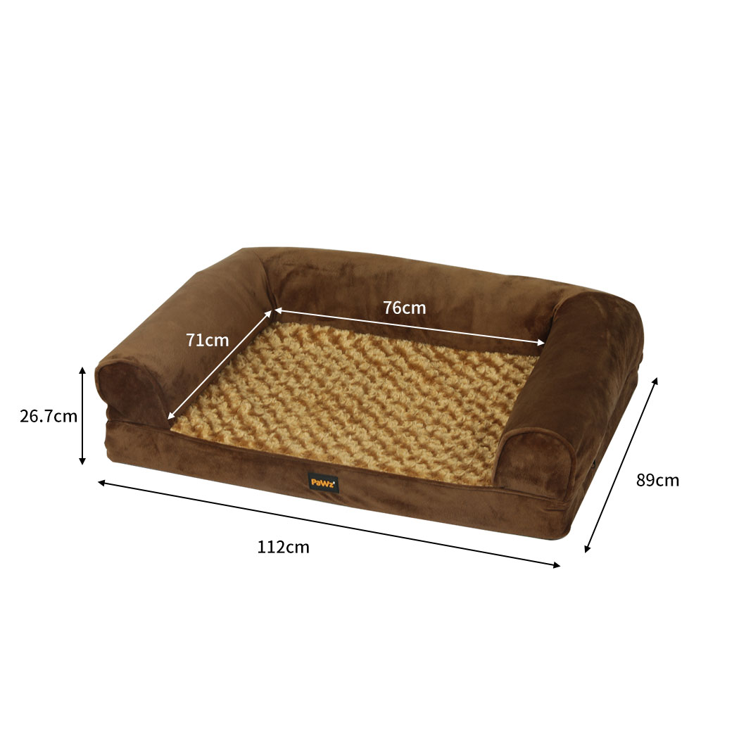 Pawz Pet Dog Calming Bed Memory Foam Orthopedic Sofa Removable Cover Large Brown - Picture 17 of 17