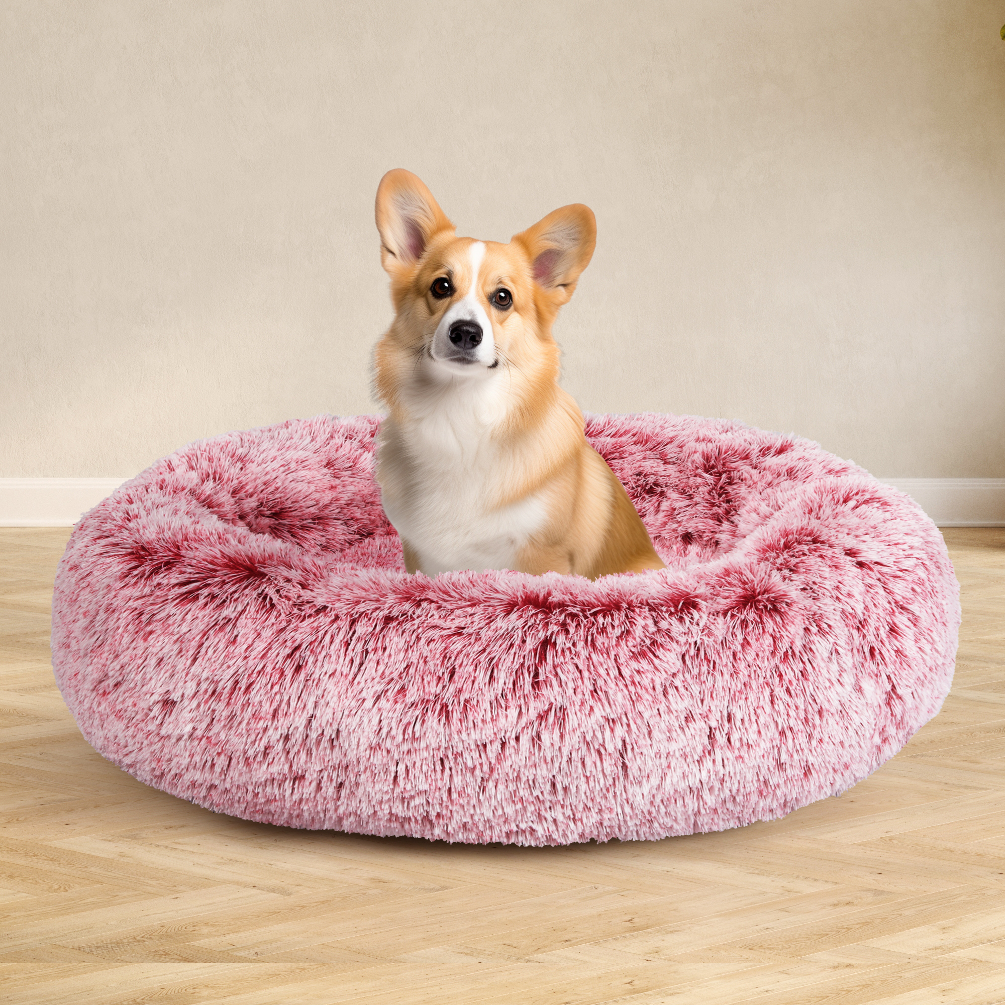 Pawz Pet Dog Calming Bed Cat Warm Soft Plush Round Washable Removable Cover Pink - Picture 45 of 55