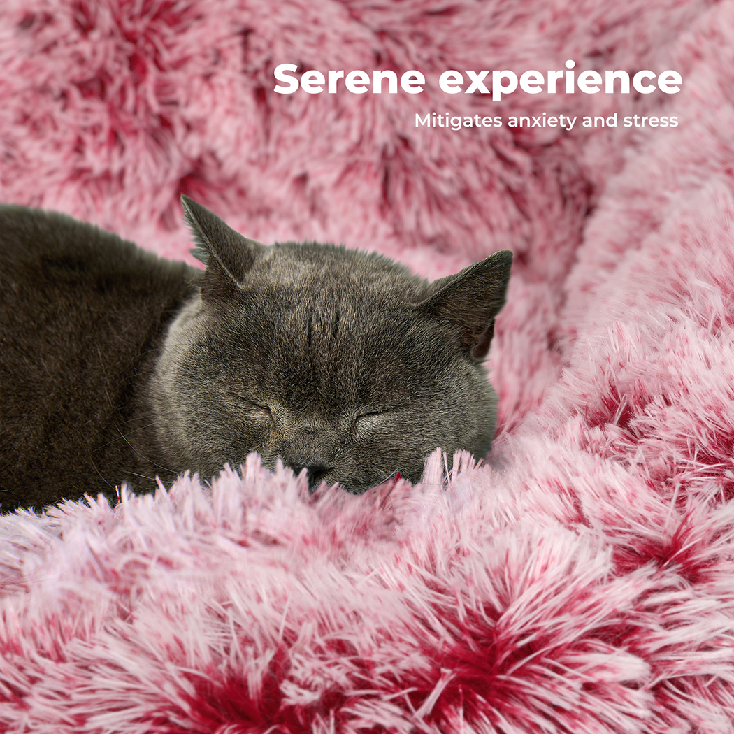 Pawz Pet Dog Calming Bed Cat Warm Soft Plush Round Washable Removable Cover Pink - Picture 51 of 55