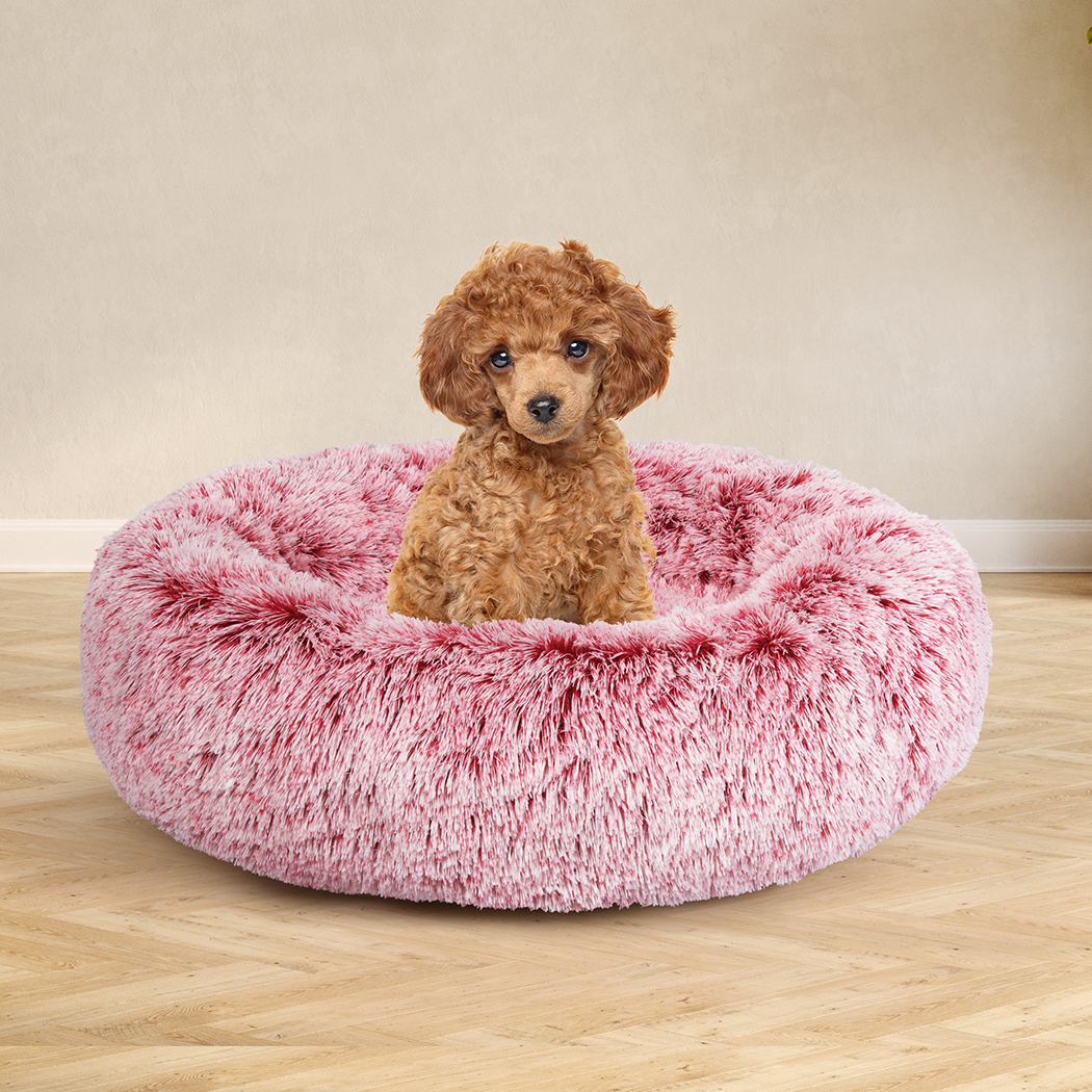 Pawz Pet Dog Calming Bed Cat Warm Soft Plush Round Washable Removable Cover Pink - Picture 34 of 55