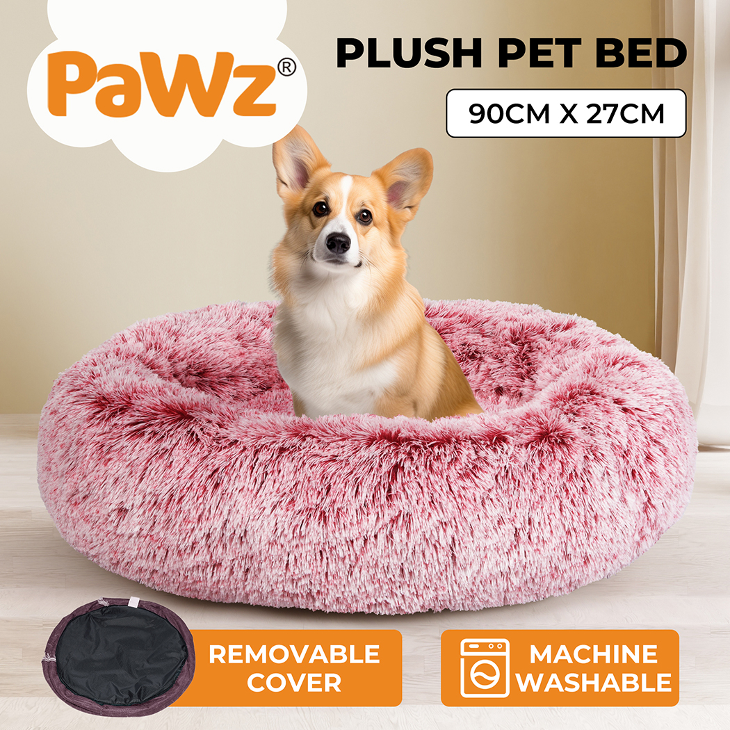Pawz Pet Dog Calming Bed Cat Warm Soft Plush Round Washable Removable Cover Pink - Picture 47 of 55
