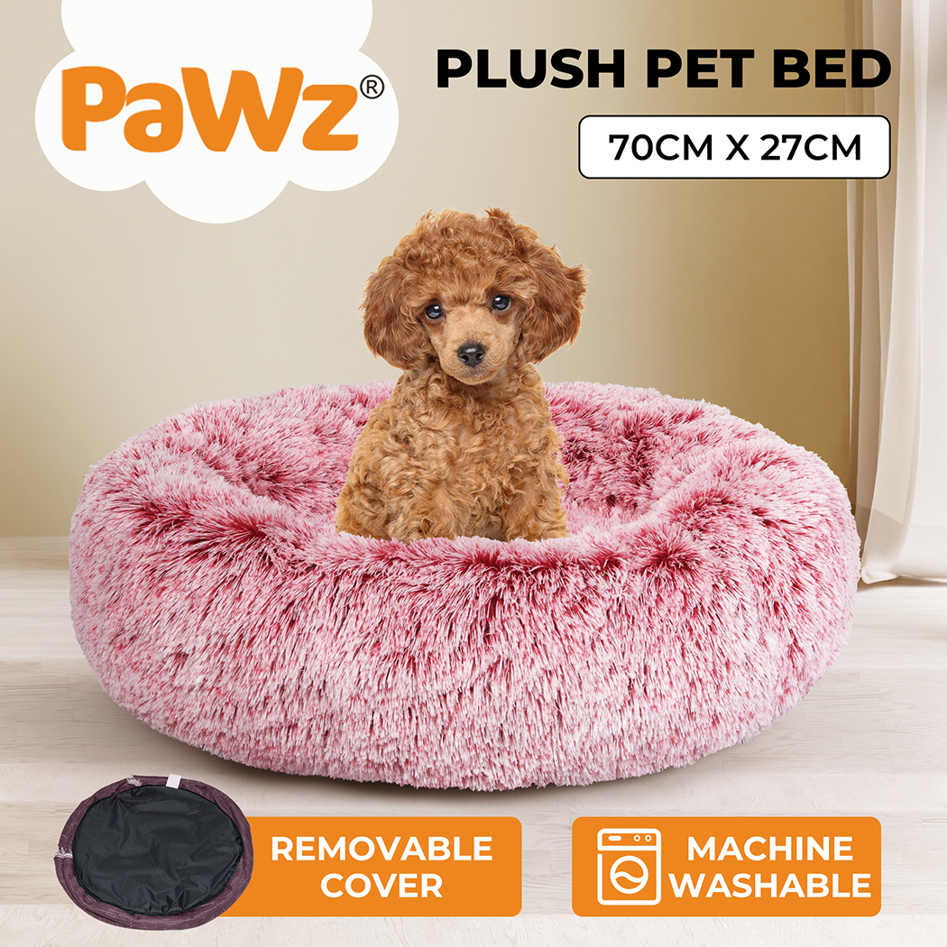 Pawz Pet Dog Calming Bed Cat Warm Soft Plush Round Washable Removable Cover Pink - Picture 36 of 55