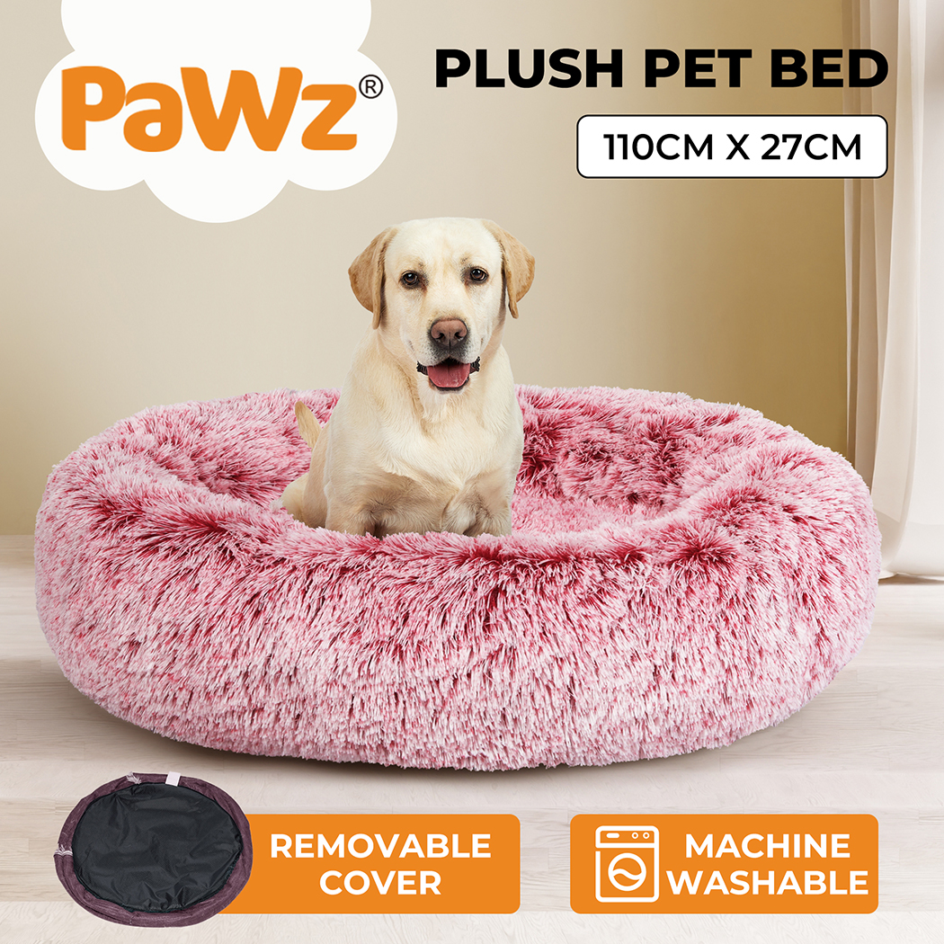 Pawz Pet Dog Calming Bed Cat Warm Soft Plush Round Washable Removable Cover Pink - Picture 14 of 55