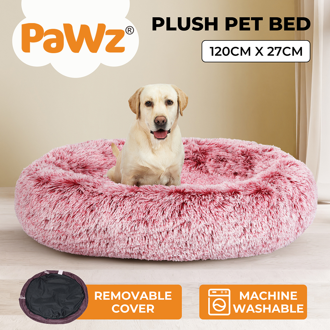 Pawz Pet Dog Calming Bed Cat Warm Soft Plush Round Washable Removable Cover Pink - Picture 25 of 55