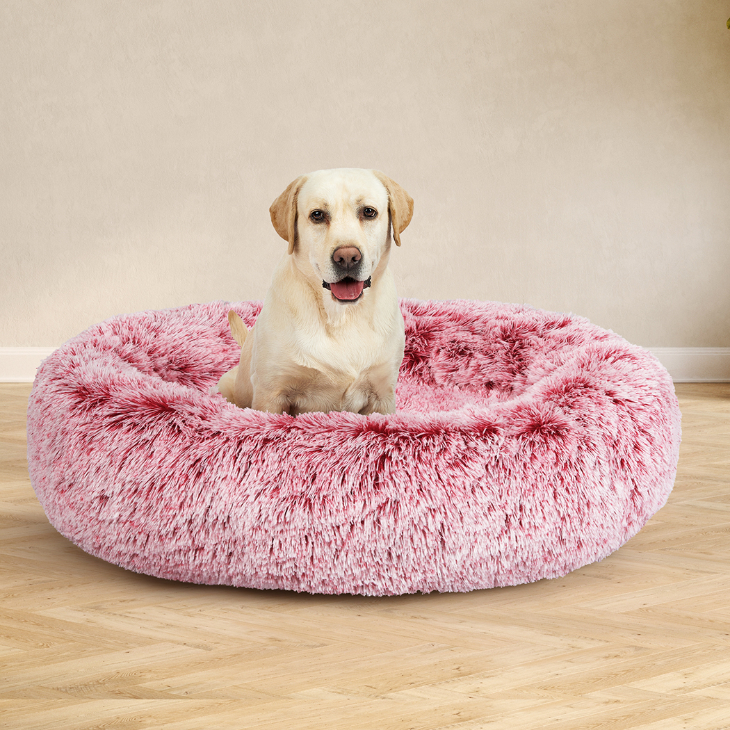 Pawz Pet Dog Calming Bed Cat Warm Soft Plush Round Washable Removable Cover Pink - Picture 12 of 55