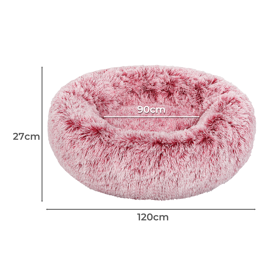 Pawz Pet Dog Calming Bed Cat Warm Soft Plush Round Washable Removable Cover Pink - Picture 32 of 55