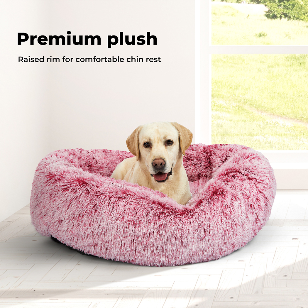 Pawz Pet Dog Calming Bed Cat Warm Soft Plush Round Washable Removable Cover Pink - Picture 28 of 55