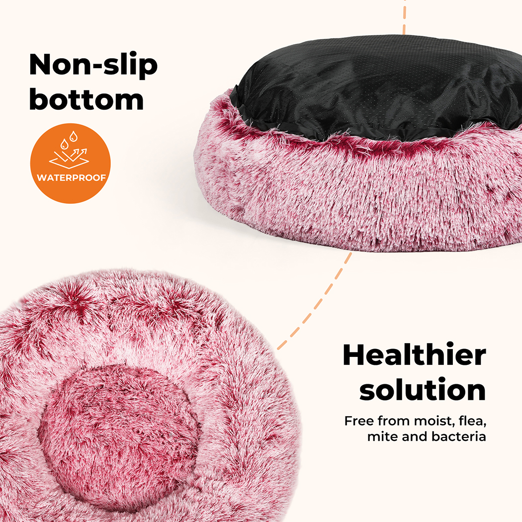 Pawz Pet Dog Calming Bed Cat Warm Soft Plush Round Washable Removable Cover Pink - Picture 30 of 55