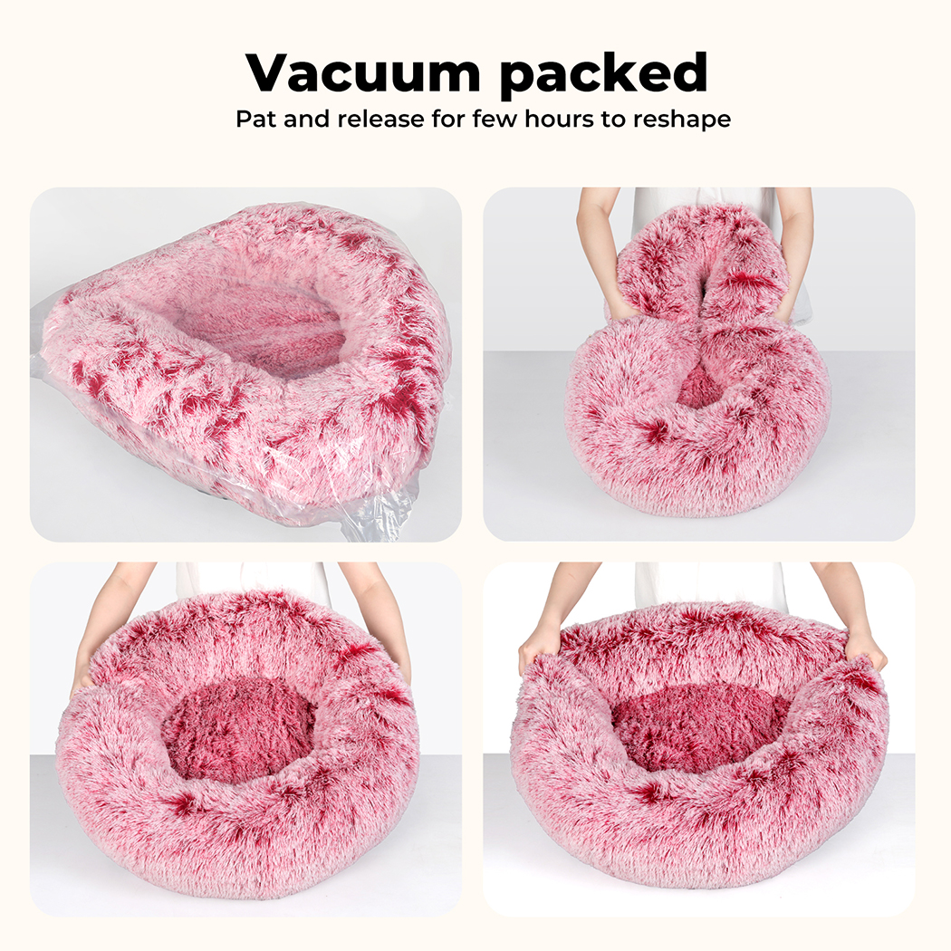 Pawz Pet Dog Calming Bed Cat Warm Soft Plush Round Washable Removable Cover Pink - Picture 31 of 55