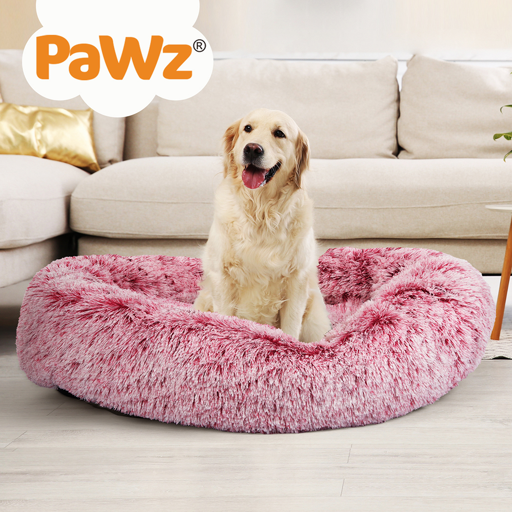 Pawz Pet Dog Calming Bed Cat Warm Soft Plush Round Washable Removable Cover Pink - Picture 33 of 55