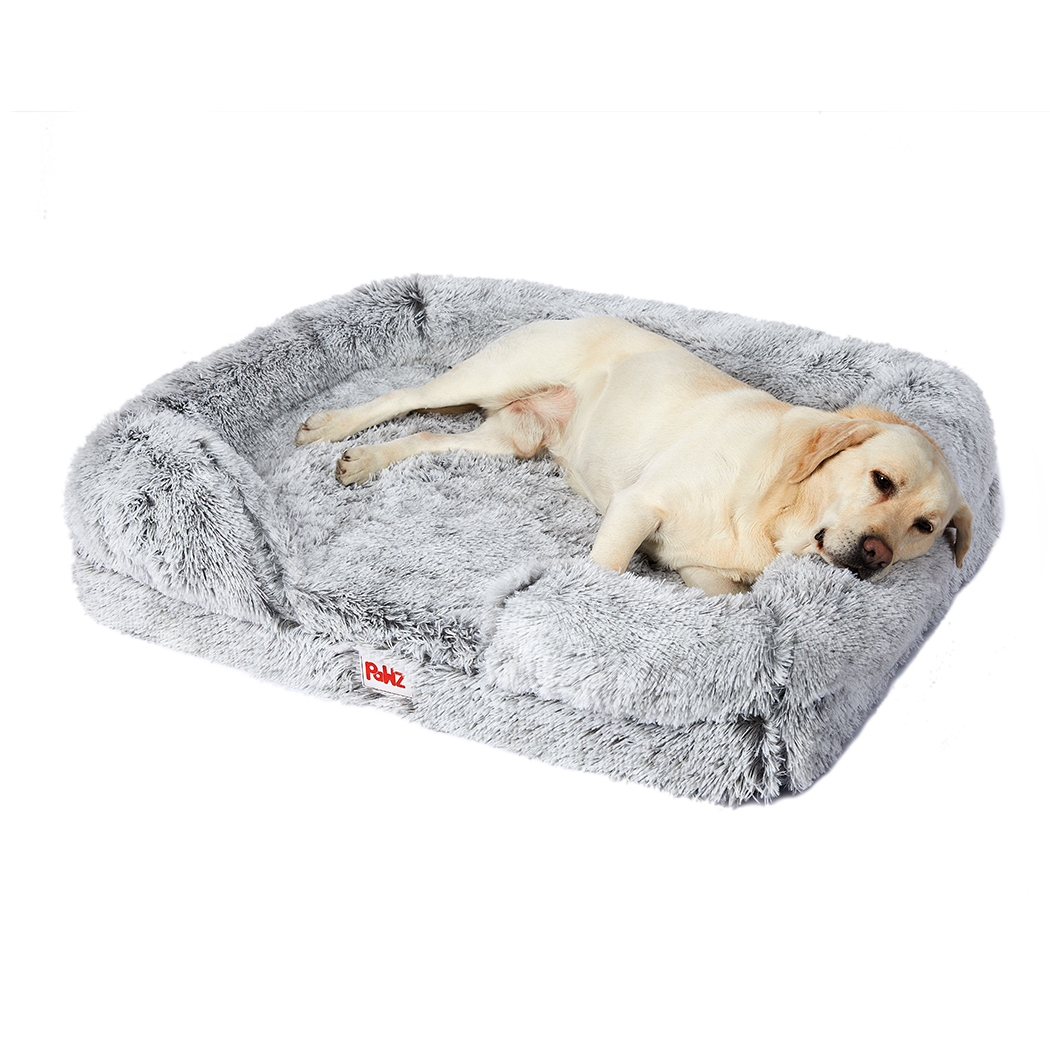 TopSellers-Pet Bed Grey Large - Soft Supportive Memory Foam with Anti-Slip