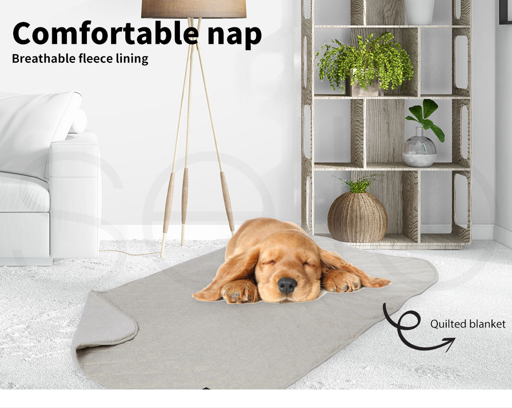 Pawz Dog Calming Beds Set Removable Cover Blanket With Puppy Chew Toy Grey Large - Picture 17 of 34