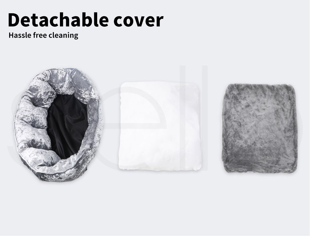 Pawz Dog Calming Beds Set Removable Cover Blanket With Puppy Chew Toy Grey Large - Picture 20 of 34