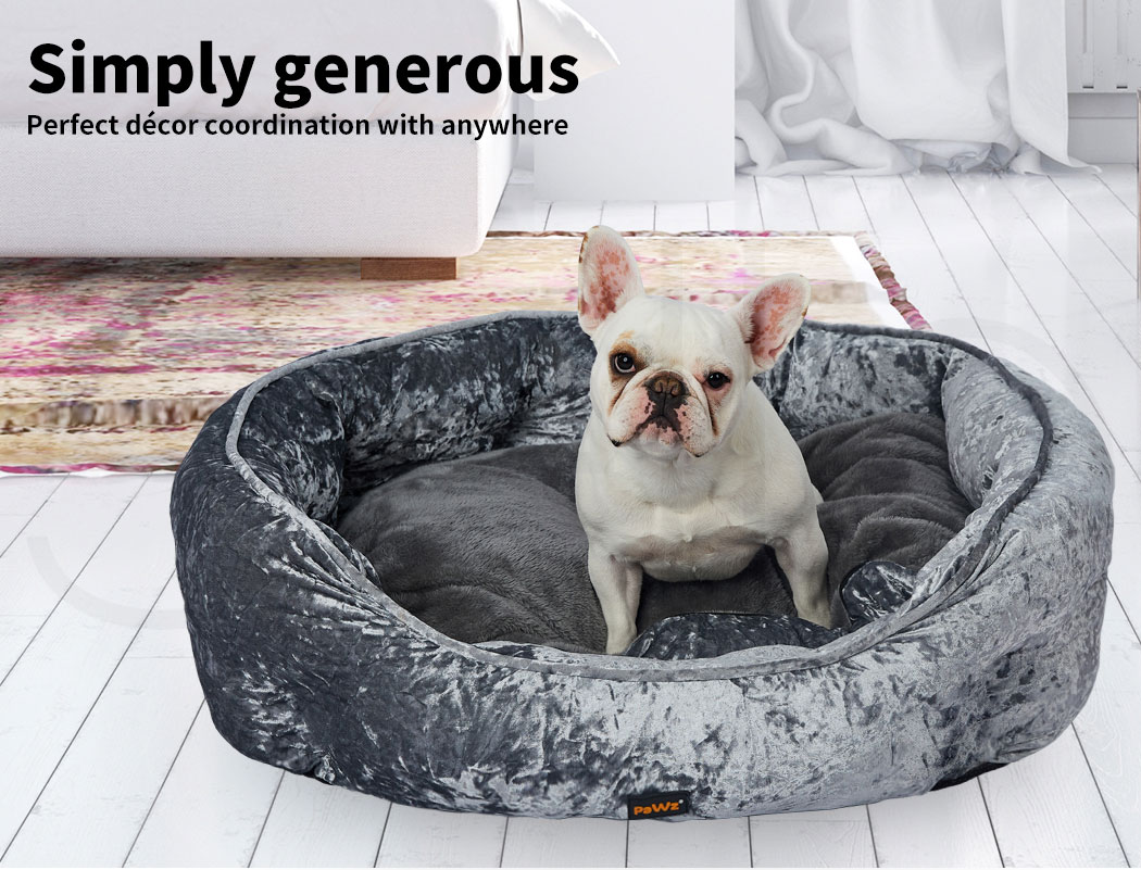 Pawz Dog Calming Beds Set Removable Cover Blanket With Puppy Chew Toy Grey Large - Picture 26 of 34