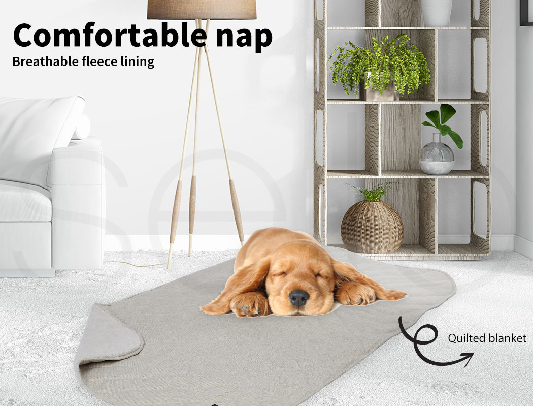 Pawz Dog Calming Beds Set Removable Cover Blanket With Puppy Chew Toy Grey Large - Picture 28 of 34