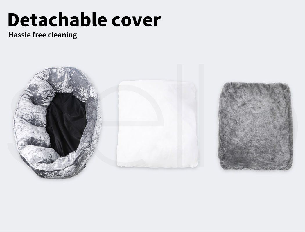Pawz Dog Calming Beds Set Removable Cover Blanket With Puppy Chew Toy Grey Large - Picture 31 of 34