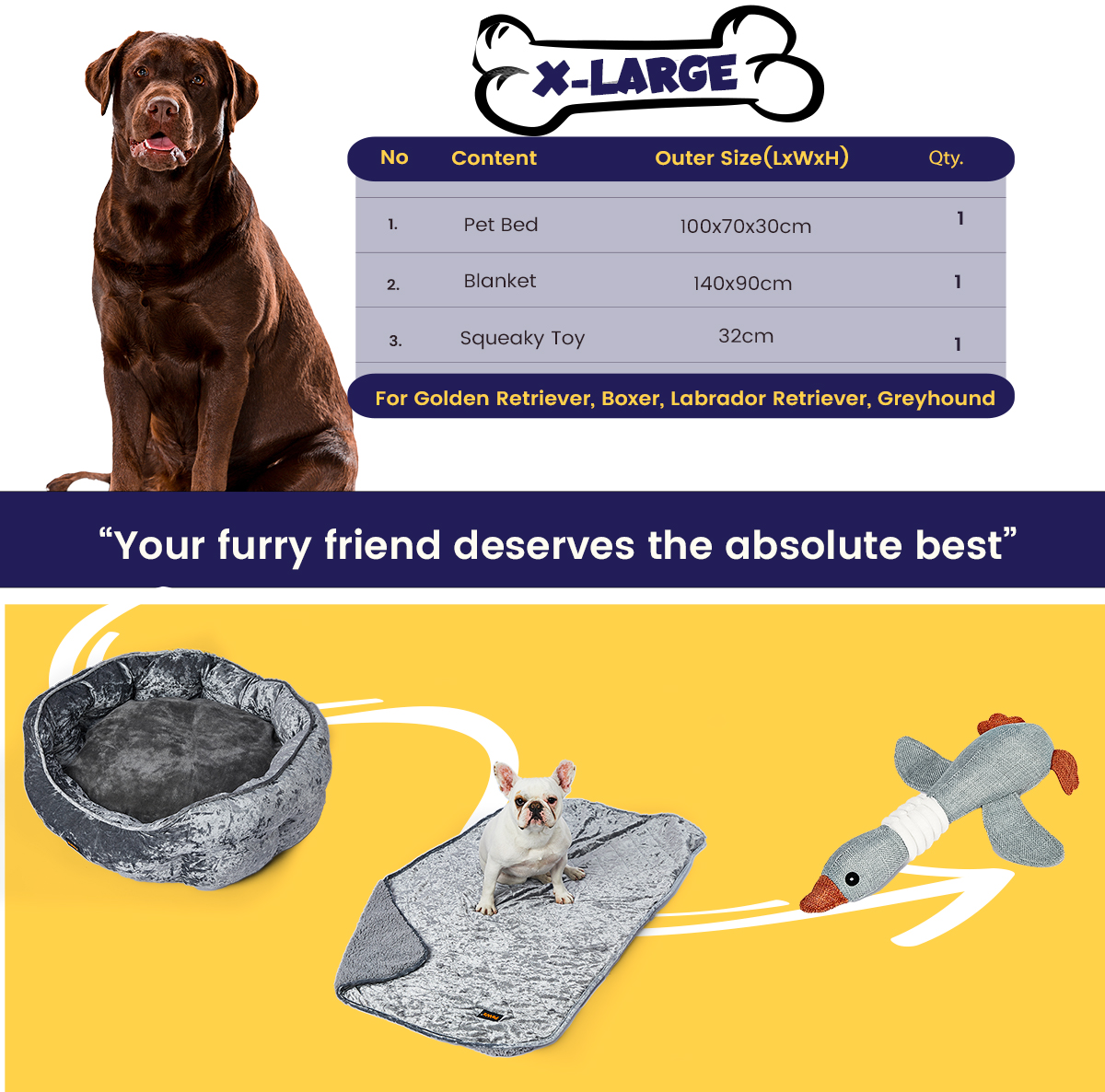 Pawz Dog Calming Beds Set Removable Cover Blanket With Puppy Chew Toy Grey Large - Picture 24 of 34