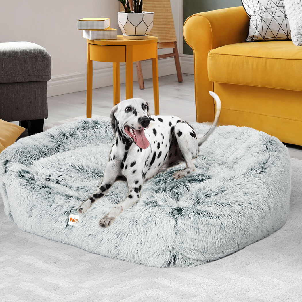 PaWz Pet Bed Cat Dog Donut Nest Calming Mat Soft Plush Kennel Charcoal  L