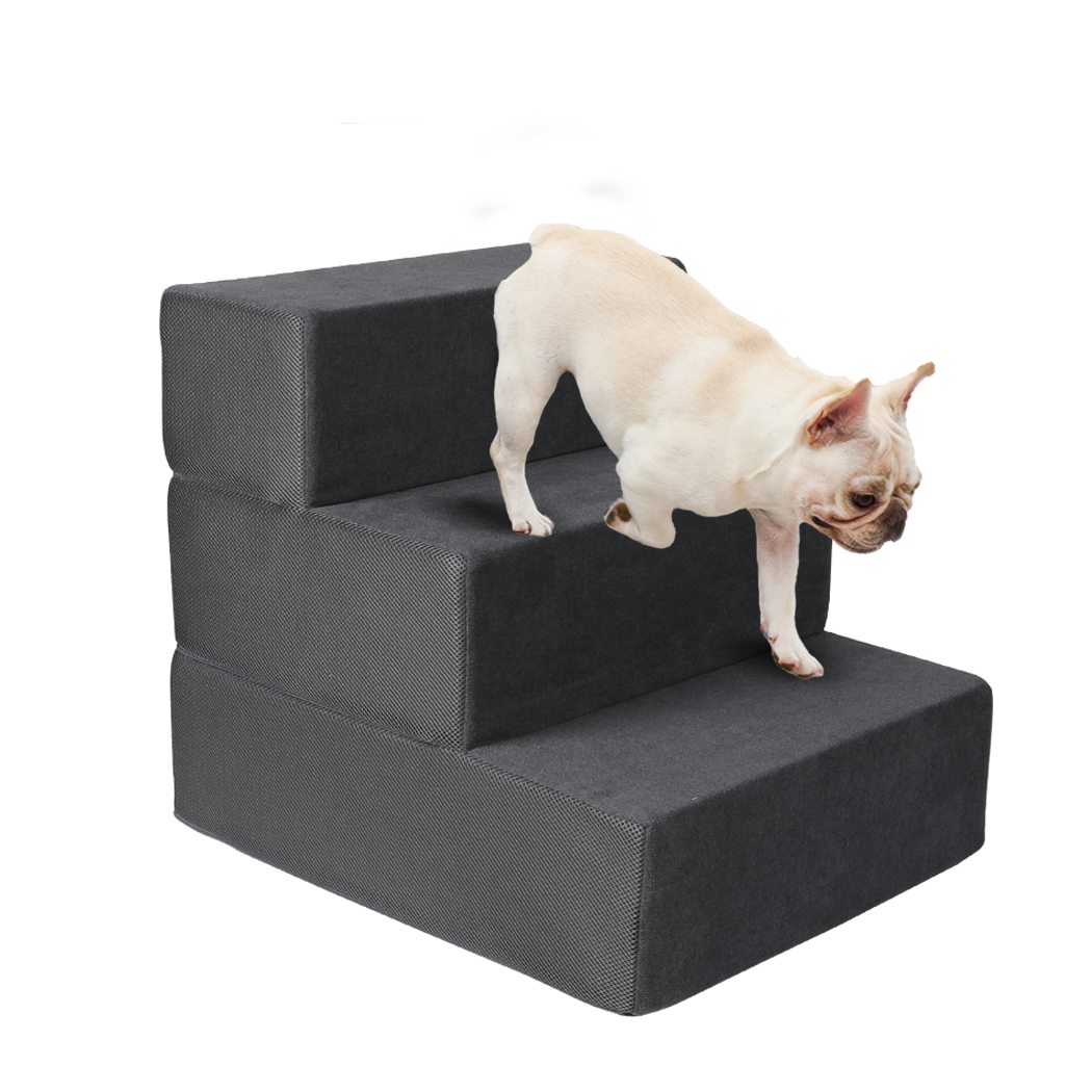 TopSellers-Pet Stairs Grey - 4 Steps Adjustable Climb Helper with Anti-Slip